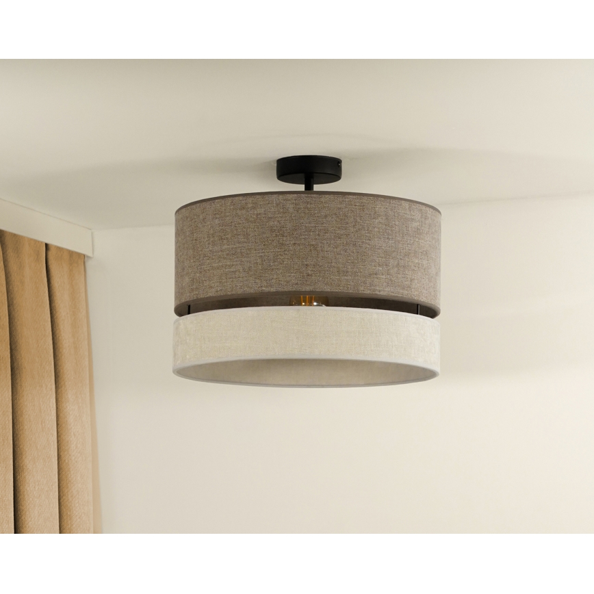 Duolla - Полилей за повърхностен монтаж DOUBLE 1xE27/15W/230V Ø 40 см кафяв/сив