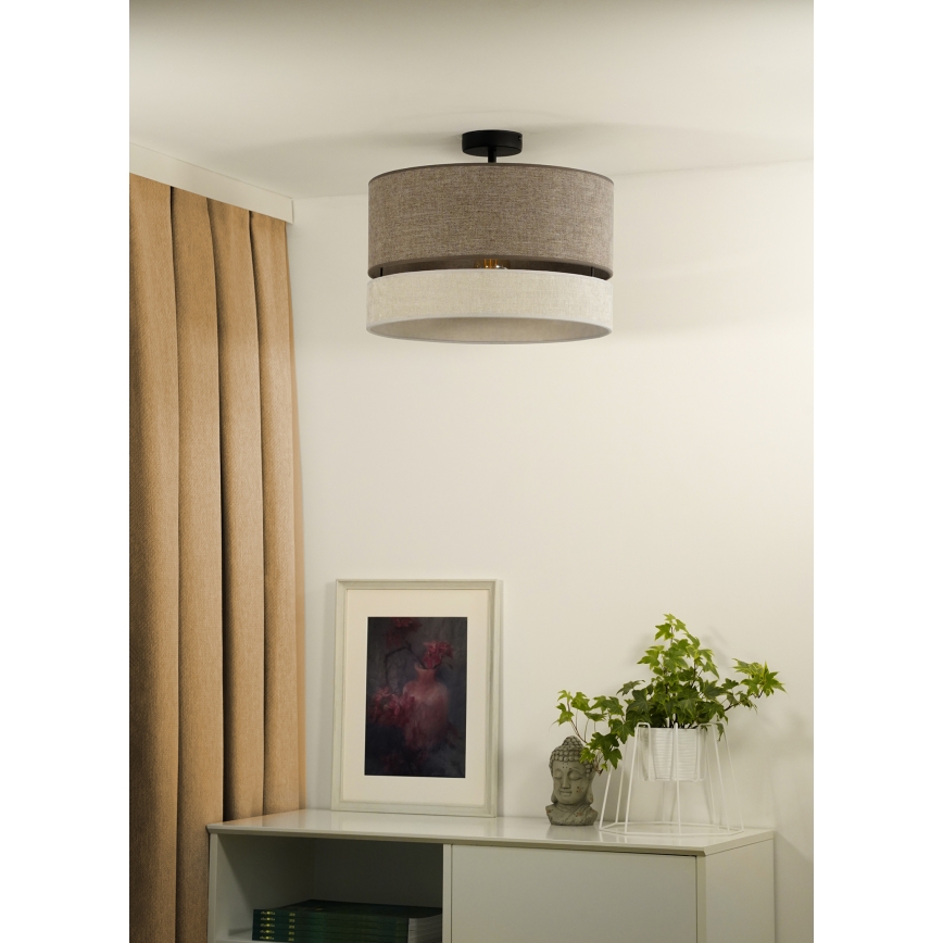 Duolla - Полилей за повърхностен монтаж DOUBLE 1xE27/15W/230V Ø 40 см кафяв/сив
