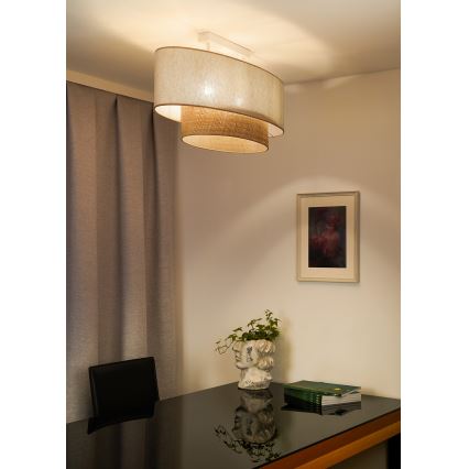 Duolla - Полилей за повърхностен монтаж DOUBLE OVAL NATURE 2xE27/15W/230V кремав/бежов