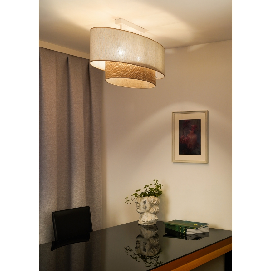 Duolla - Полилей за повърхностен монтаж DOUBLE OVAL NATURE 2xE27/15W/230V кремав/бежов