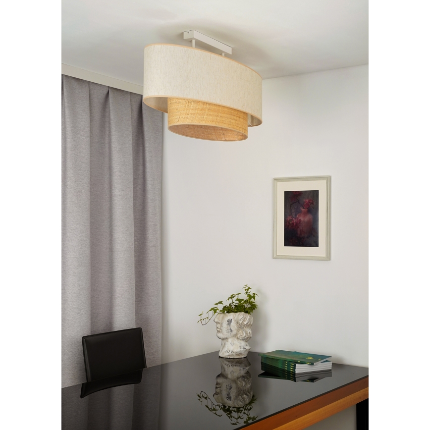 Duolla - Полилей за повърхностен монтаж DOUBLE OVAL NATURE 2xE27/15W/230V кремав/бежов