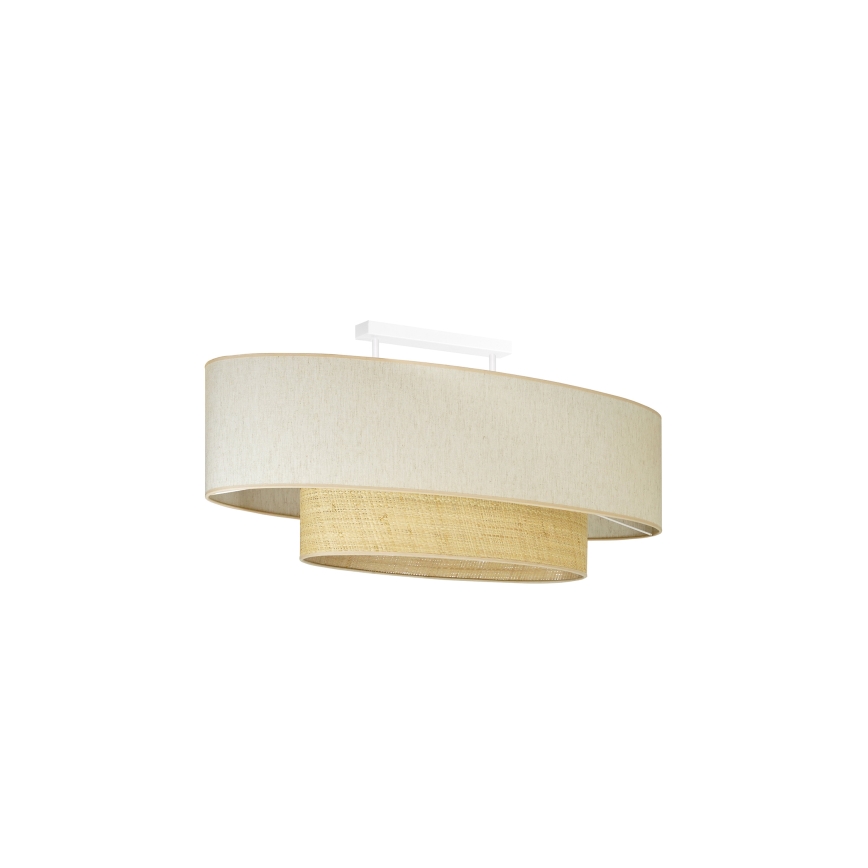 Duolla - Полилей за повърхностен монтаж DOUBLE OVAL NATURE 2xE27/15W/230V кремав/бежов