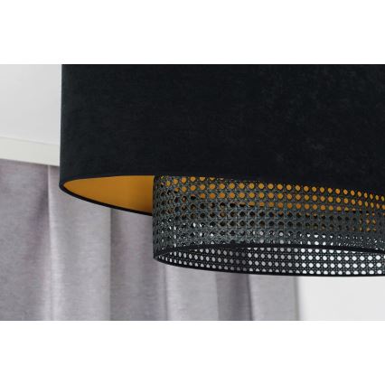 Duolla - Полилей за повърхностен монтаж DOUBLE OVAL RATTAN 2xE27/15W/230V черен/ратан
