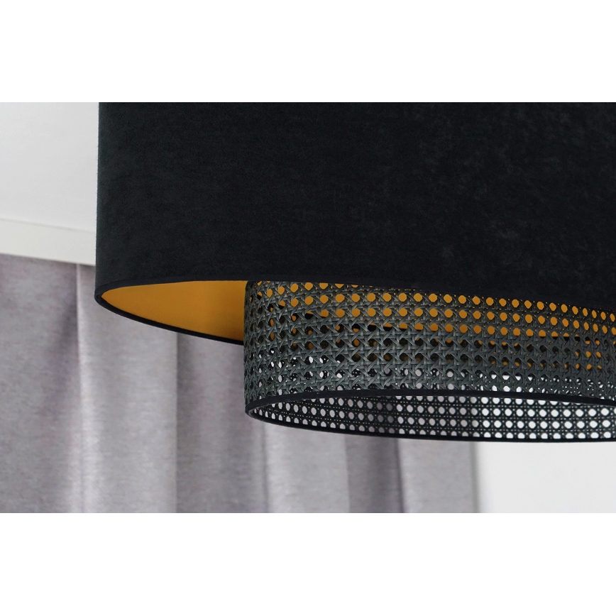 Duolla - Полилей за повърхностен монтаж DOUBLE OVAL RATTAN 2xE27/15W/230V черен/ратан