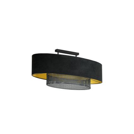 Duolla - Полилей за повърхностен монтаж DOUBLE OVAL RATTAN 2xE27/15W/230V черен/ратан