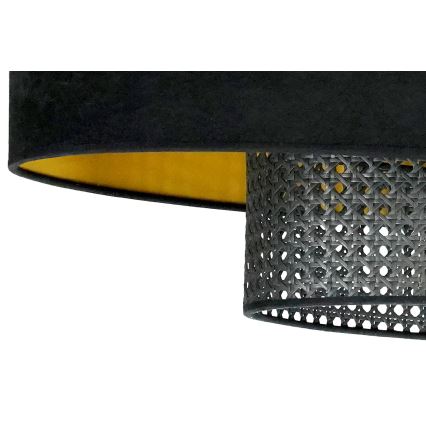 Duolla - Полилей за повърхностен монтаж DOUBLE OVAL RATTAN 2xE27/15W/230V черен/ратан