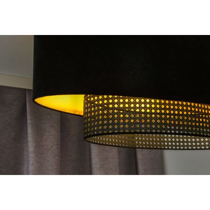 Duolla - Полилей за повърхностен монтаж DOUBLE OVAL RATTAN 2xE27/15W/230V черен/ратан