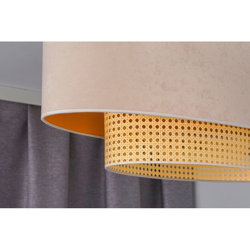 Duolla - Полилей за повърхностен монтаж DOUBLE OVAL RATTAN 2xE27/15W/230V кремав/ратан