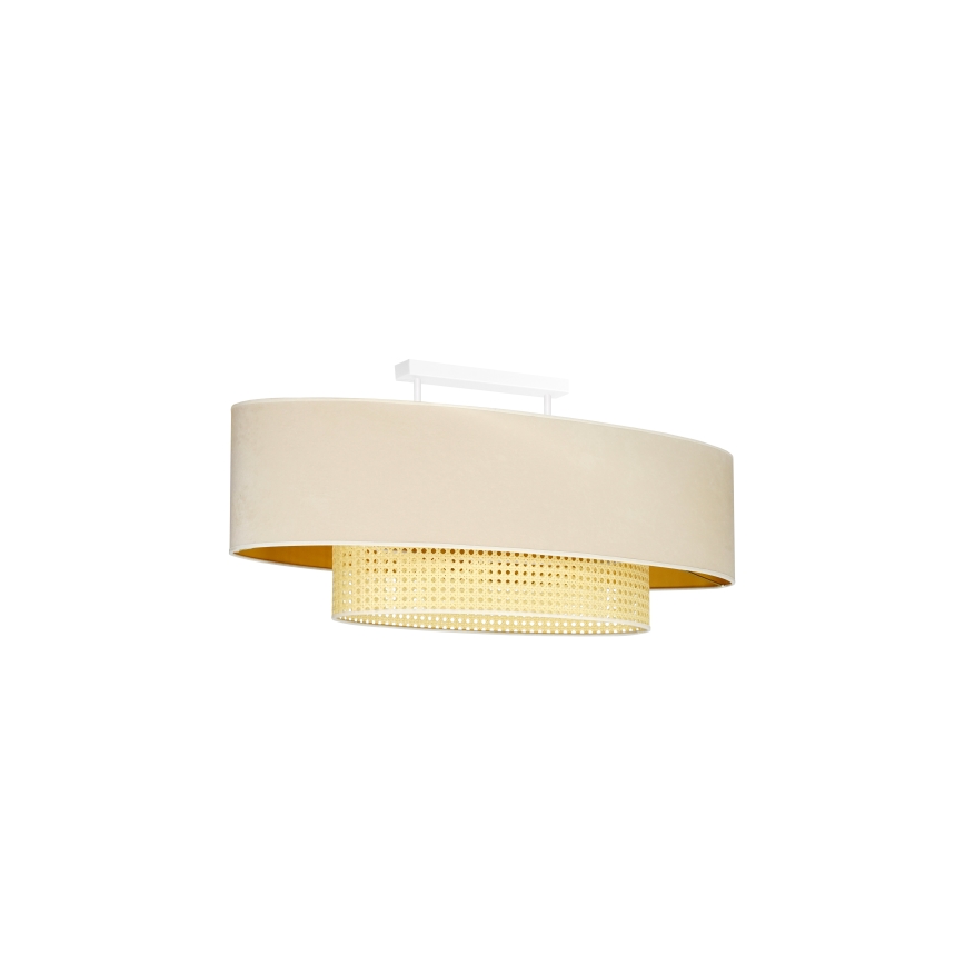 Duolla - Полилей за повърхностен монтаж DOUBLE OVAL RATTAN 2xE27/15W/230V кремав/ратан
