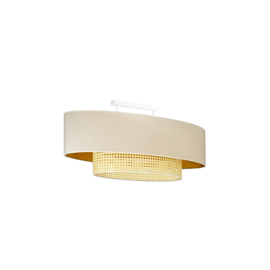 Duolla - Полилей за повърхностен монтаж DOUBLE OVAL RATTAN 2xE27/15W/230V кремав/ратан