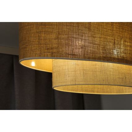 Duolla - Полилей за повърхностен монтаж DOUBLE OVAL YUTE 2xE27/15W/230V кафяв/кремав