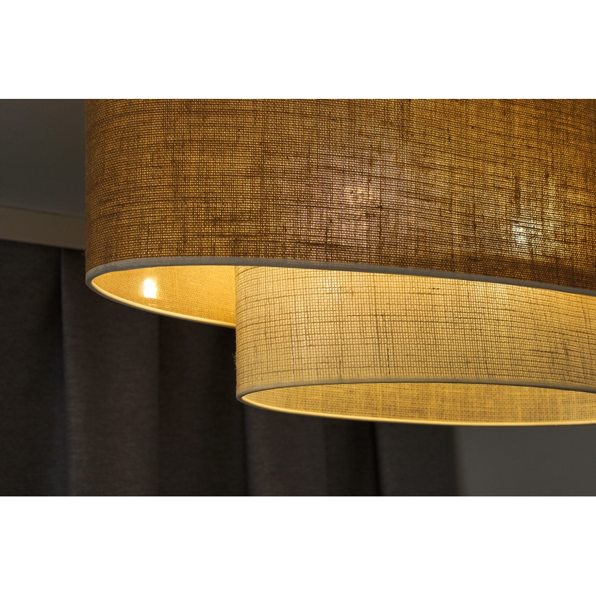 Duolla - Полилей за повърхностен монтаж DOUBLE OVAL YUTE 2xE27/15W/230V кафяв/кремав