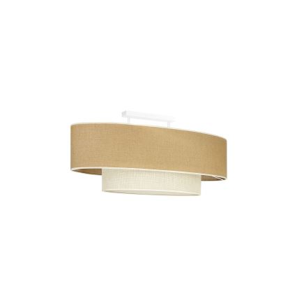 Duolla - Полилей за повърхностен монтаж DOUBLE OVAL YUTE 2xE27/15W/230V кафяв/кремав