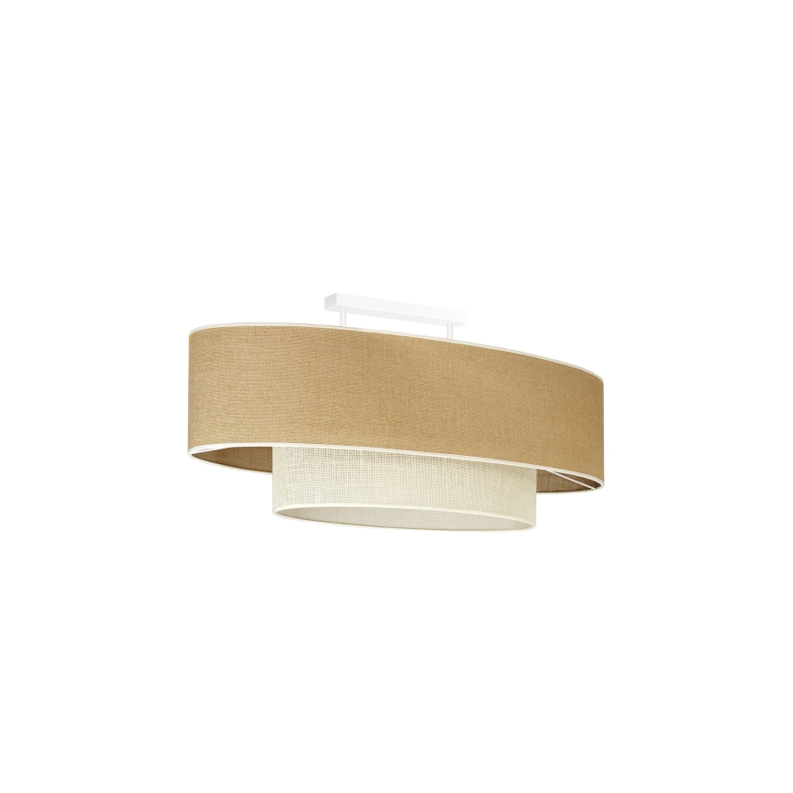Duolla - Полилей за повърхностен монтаж DOUBLE OVAL YUTE 2xE27/15W/230V кафяв/кремав