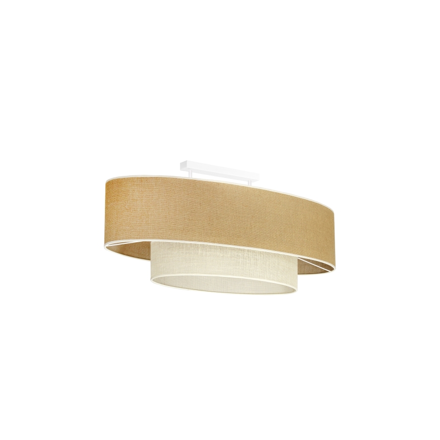 Duolla - Полилей за повърхностен монтаж DOUBLE OVAL YUTE 2xE27/15W/230V кафяв/кремав