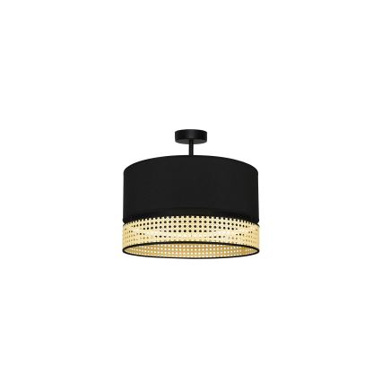 Duolla - Полилей за повърхностен монтаж DOUBLE RATTAN 1xE27/15W/230V Ø 40 см черен/бежов