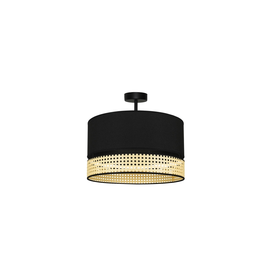 Duolla - Полилей за повърхностен монтаж DOUBLE RATTAN 1xE27/15W/230V Ø 40 см черен/бежов