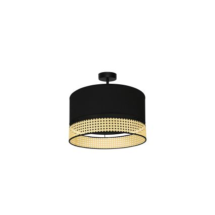 Duolla - Полилей за повърхностен монтаж DOUBLE RATTAN 1xE27/15W/230V Ø 40 см черен/бежов
