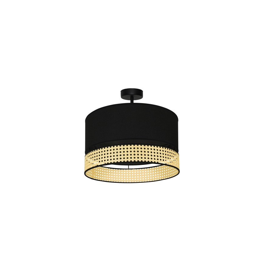 Duolla - Полилей за повърхностен монтаж DOUBLE RATTAN 1xE27/15W/230V Ø 40 см черен/бежов