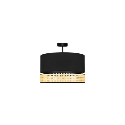 Duolla - Полилей за повърхностен монтаж DOUBLE RATTAN 1xE27/15W/230V Ø 40 см черен/бежов