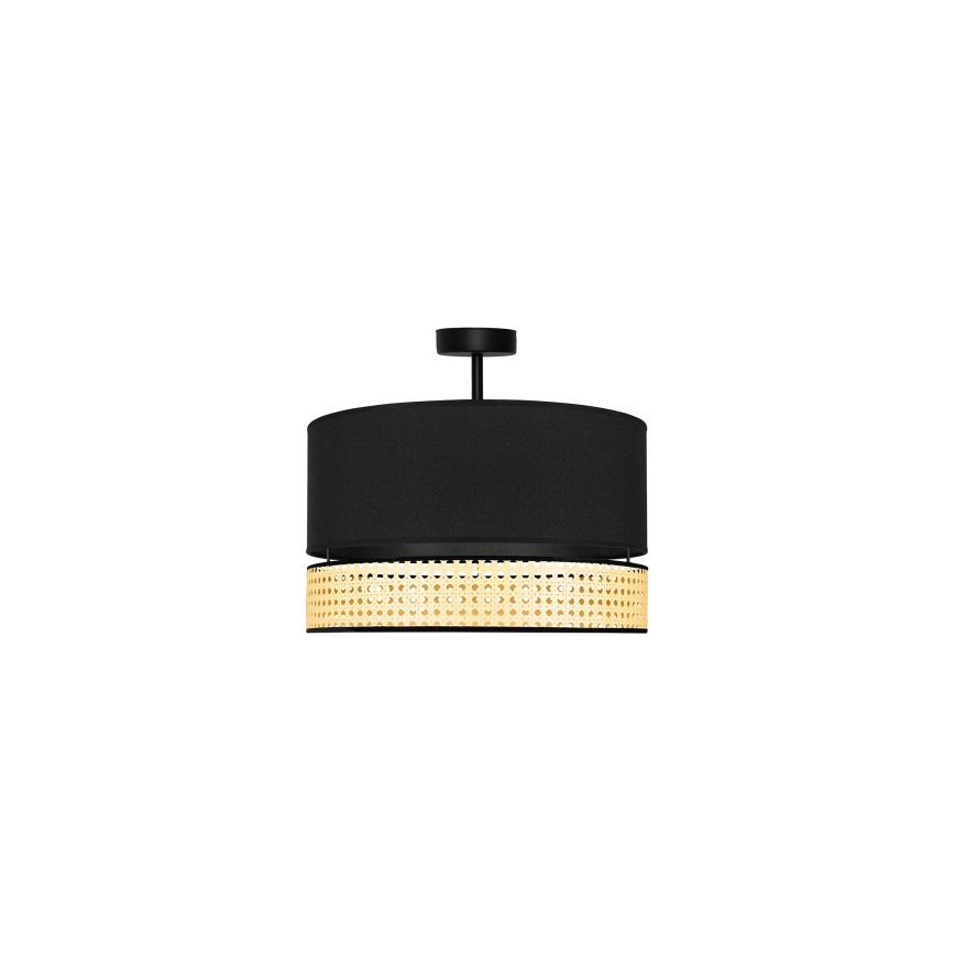 Duolla - Полилей за повърхностен монтаж DOUBLE RATTAN 1xE27/15W/230V Ø 40 см черен/бежов