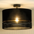 Duolla - Полилей за повърхностен монтаж DOUBLE RATTAN 1xE27/15W/230V Ø 40 см черен
