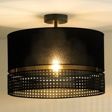 Duolla - Полилей за повърхностен монтаж DOUBLE RATTAN 1xE27/15W/230V Ø 40 см черен