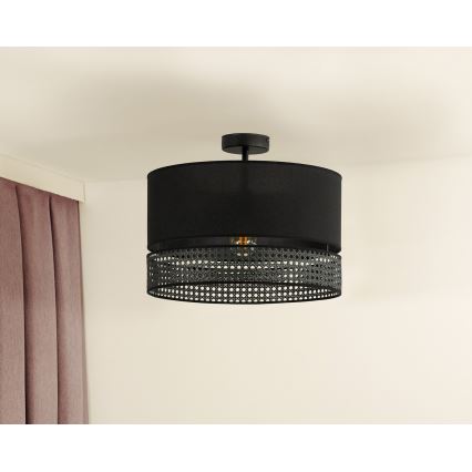 Duolla - Полилей за повърхностен монтаж DOUBLE RATTAN 1xE27/15W/230V Ø 40 см черен