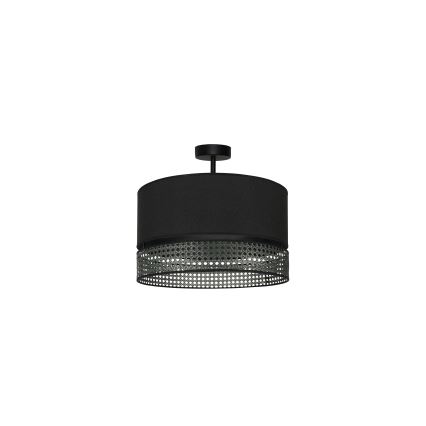 Duolla - Полилей за повърхностен монтаж DOUBLE RATTAN 1xE27/15W/230V Ø 40 см черен