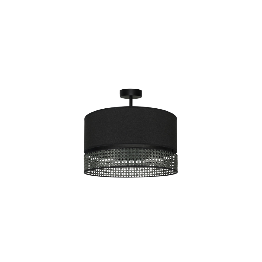 Duolla - Полилей за повърхностен монтаж DOUBLE RATTAN 1xE27/15W/230V Ø 40 см черен