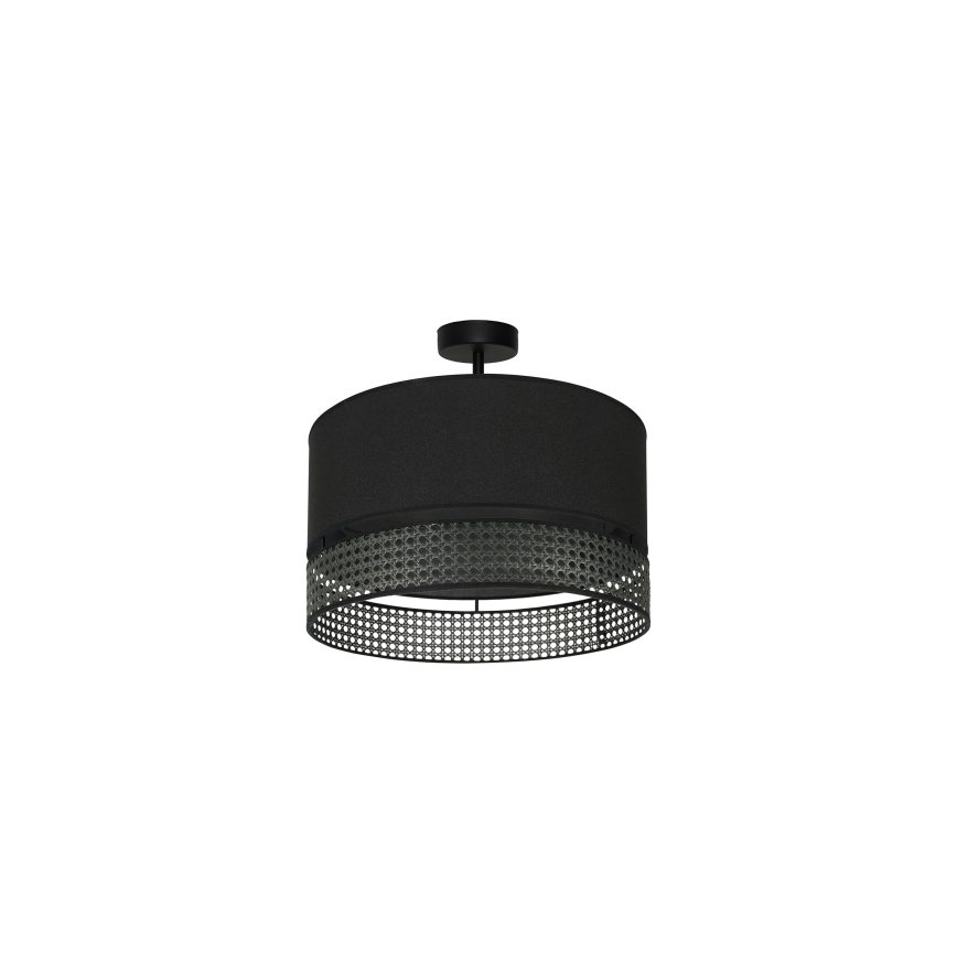 Duolla - Полилей за повърхностен монтаж DOUBLE RATTAN 1xE27/15W/230V Ø 40 см черен