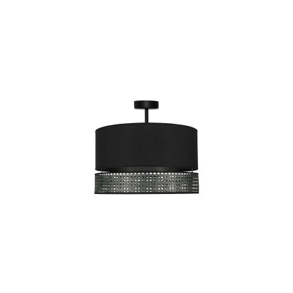 Duolla - Полилей за повърхностен монтаж DOUBLE RATTAN 1xE27/15W/230V Ø 40 см черен