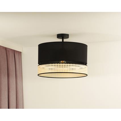 Duolla - Полилей за повърхностен монтаж DOUBLE RATTAN 1xE27/15W/230V Ø 40 см черен/бежов