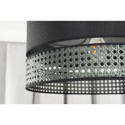 Duolla - Полилей за повърхностен монтаж DOUBLE RATTAN 1xE27/15W/230V Ø 40 см черен