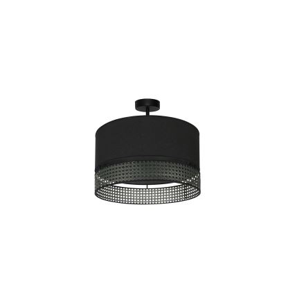 Duolla - Полилей за повърхностен монтаж DOUBLE RATTAN 1xE27/15W/230V Ø 40 см черен