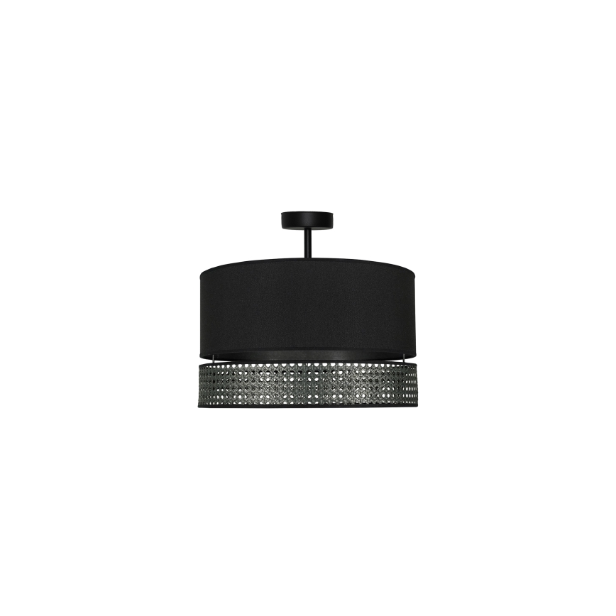 Duolla - Полилей за повърхностен монтаж DOUBLE RATTAN 1xE27/15W/230V Ø 40 см черен