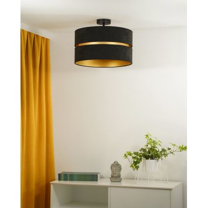 Duolla - Полилей за повърхностен монтаж DUO 1xE27/15W/230V Ø 40 см черен/златист