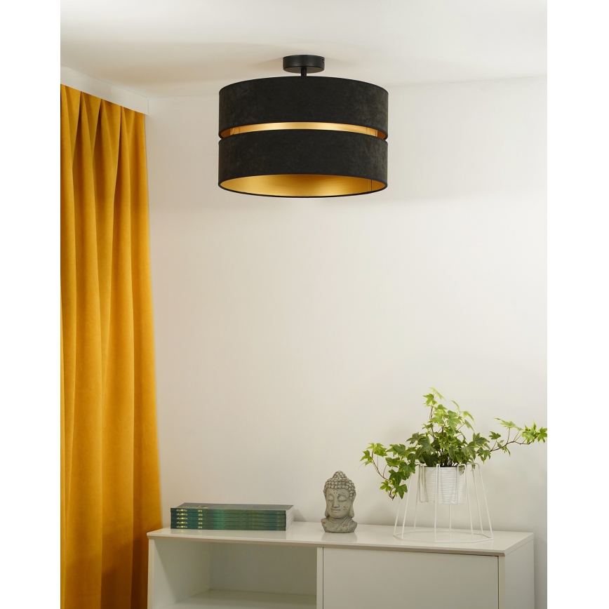 Duolla - Полилей за повърхностен монтаж DUO 1xE27/15W/230V Ø 40 см черен/златист