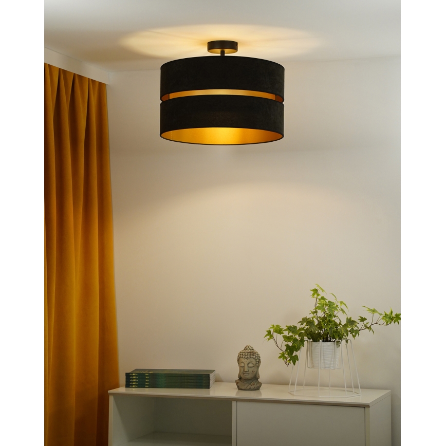 Duolla - Полилей за повърхностен монтаж DUO 1xE27/15W/230V Ø 40 см черен/златист