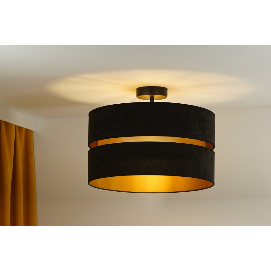 Duolla - Полилей за повърхностен монтаж DUO 1xE27/15W/230V Ø 40 см черен/златист