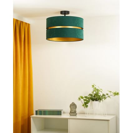 Duolla - Полилей за повърхностен монтаж DUO 1xE27/15W/230V Ø 40 см зелен/златист