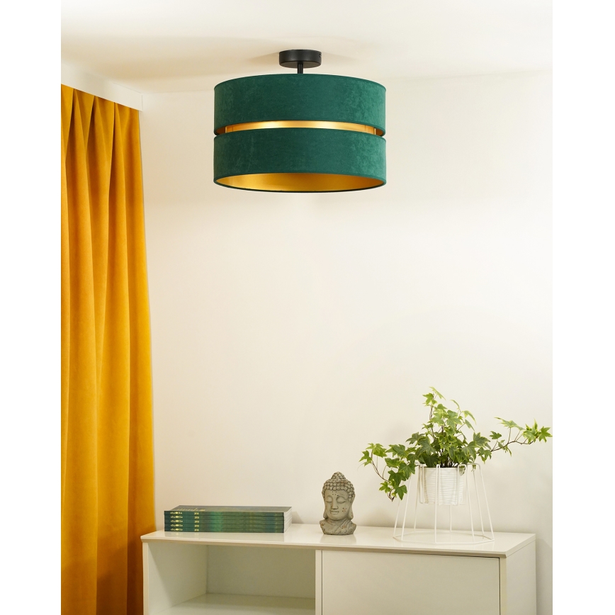 Duolla - Полилей за повърхностен монтаж DUO 1xE27/15W/230V Ø 40 см зелен/златист