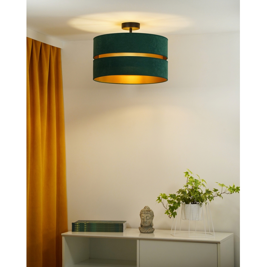 Duolla - Полилей за повърхностен монтаж DUO 1xE27/15W/230V Ø 40 см зелен/златист