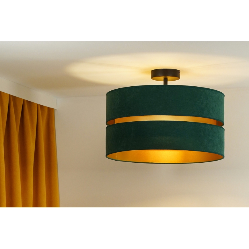 Duolla - Полилей за повърхностен монтаж DUO 1xE27/15W/230V Ø 40 см зелен/златист