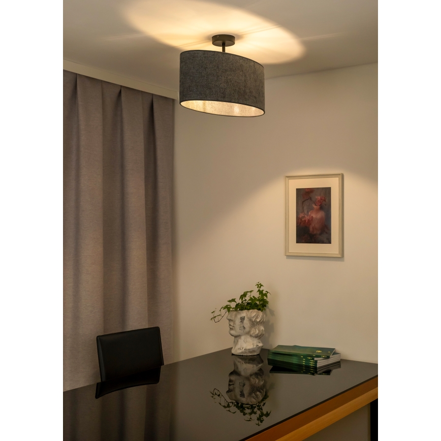 Duolla - Полилей за повърхностен монтаж OVAL 1xE27/15W/230V сив