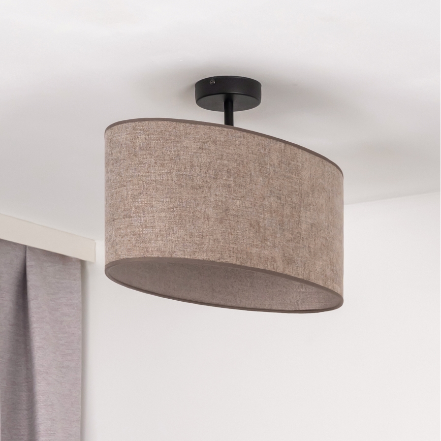 Duolla - Полилей за повърхностен монтаж OVAL 1xE27/15W/230V кафяв