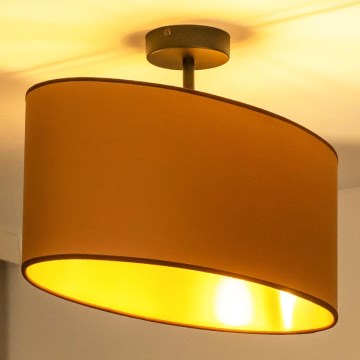 Duolla - Полилей за повърхностен монтаж OVAL VEGAN 1xE27/15W/230V кафяв