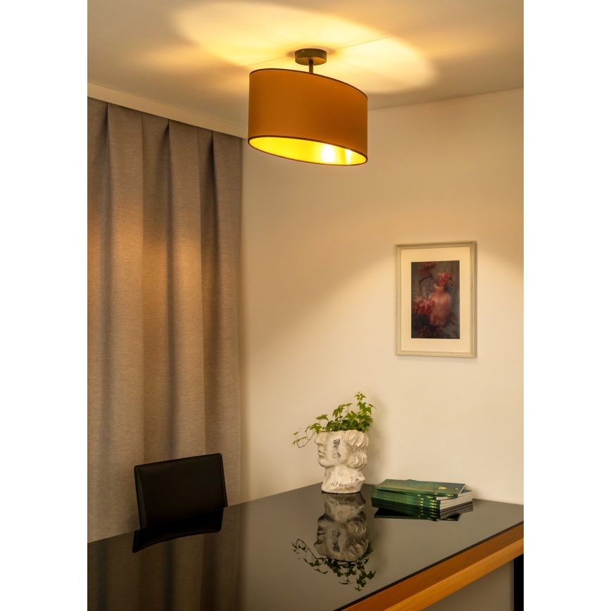 Duolla - Полилей за повърхностен монтаж OVAL VEGAN 1xE27/15W/230V кафяв
