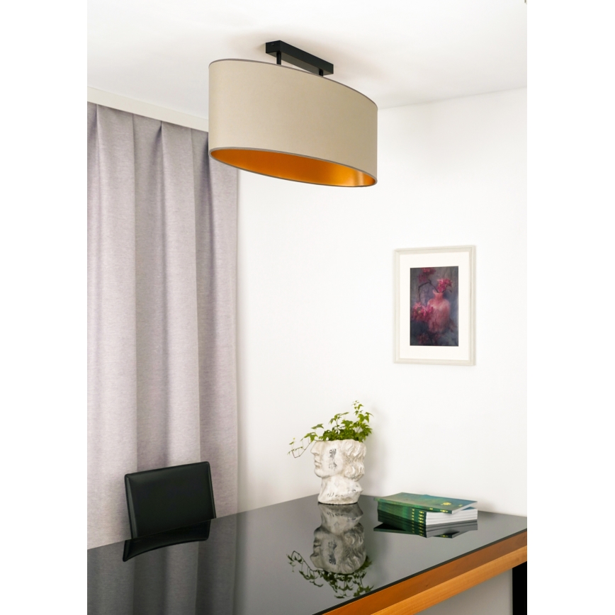 Duolla - Полилей за повърхностен монтаж OVAL VEGAN 2xE27/15W/230V бежов