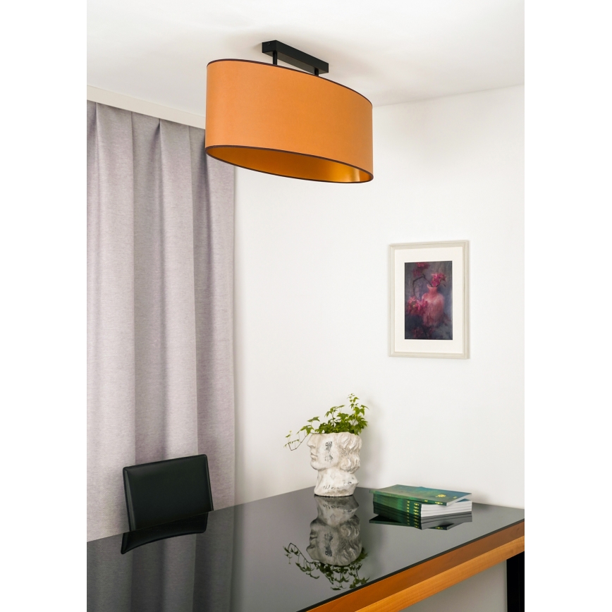 Duolla - Полилей за повърхностен монтаж OVAL VEGAN 2xE27/15W/230V кафяв